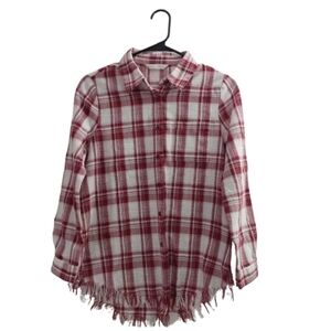 Red Fringe Plaid Shirt Size S
